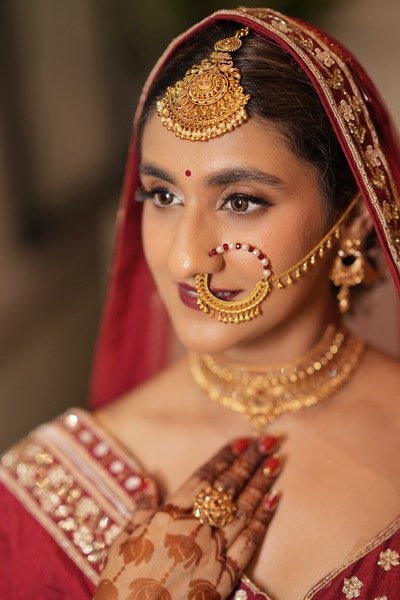 Pre-bridal glowing skincare ritual and traditional bride styling at Mark Salon Hoshiarpur