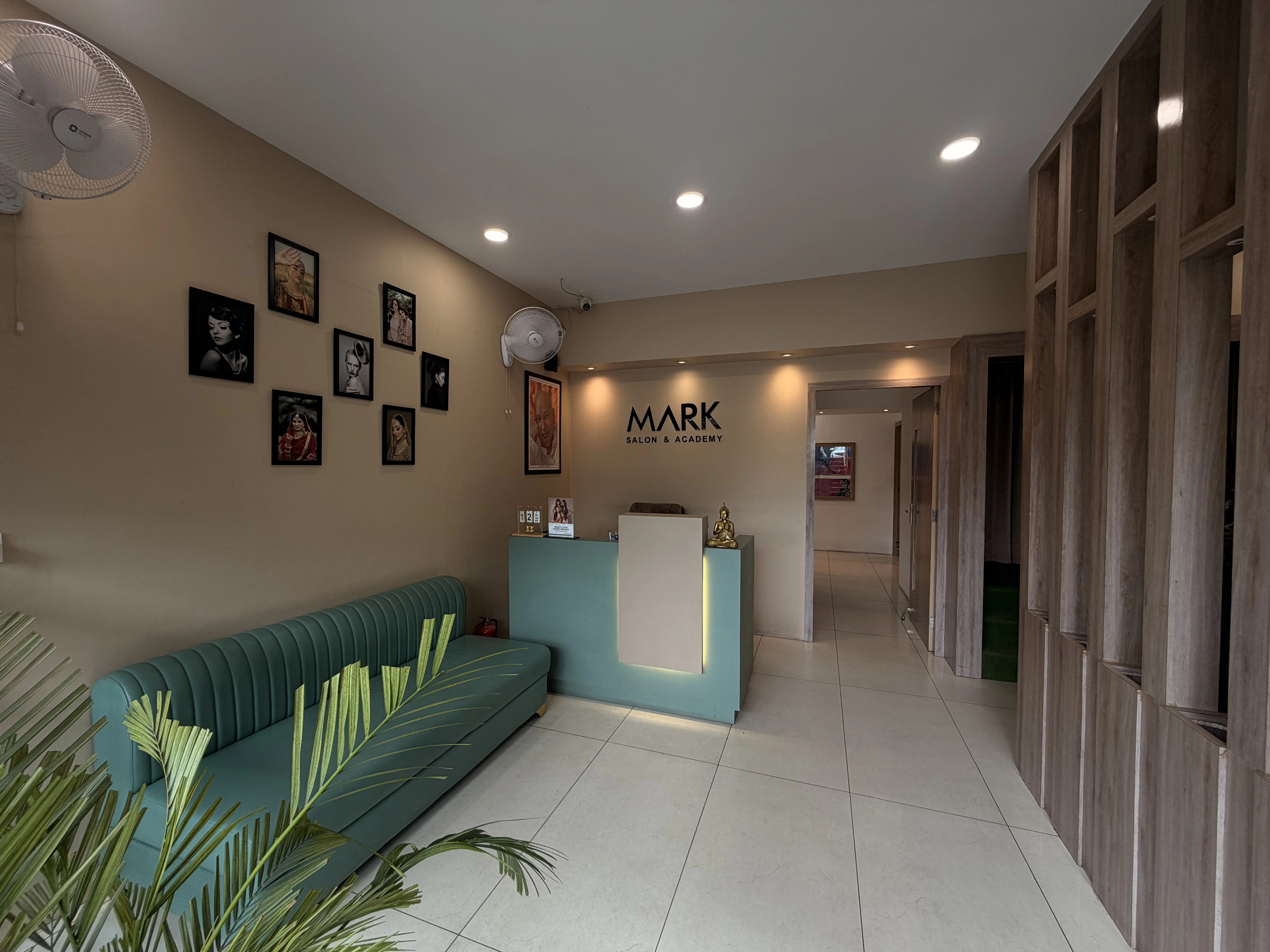 Inside Mark Salon, a ladies salon in Hoshiarpur, with reception and waiting area