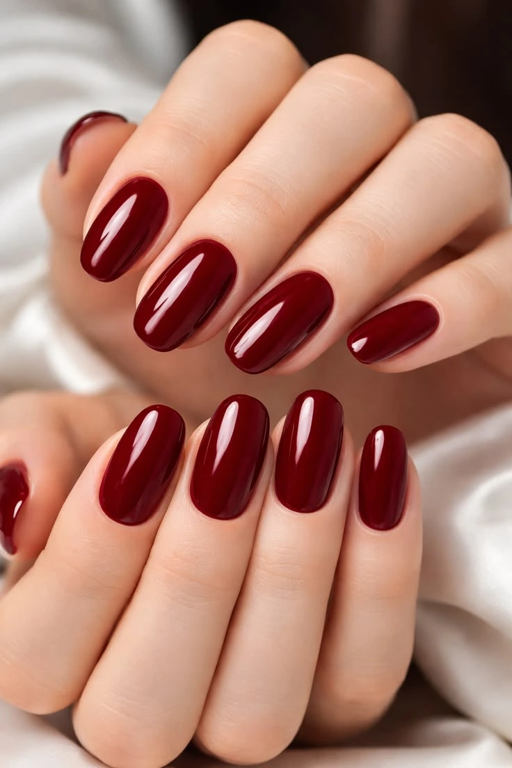 Glossy nude hand shellac gel polish on natural nails at Mark Salon, best ladies nail care salon in Hoshiarpur